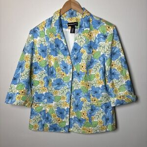 Norton McNaughton Petites Brand Women's Bright Floral Blazer Size 16